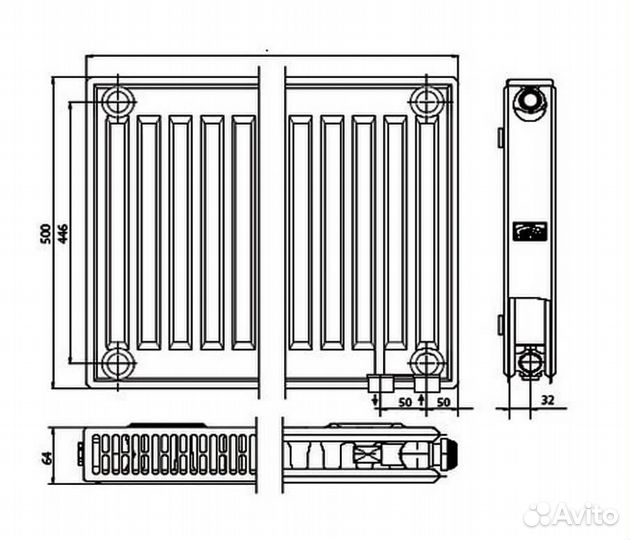 Kermi FTV 12 500x1400 панельный радиатор с нижним