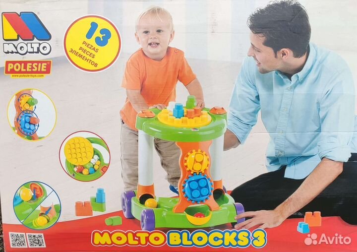 Каталка ходунки Molto игровая с конструктором