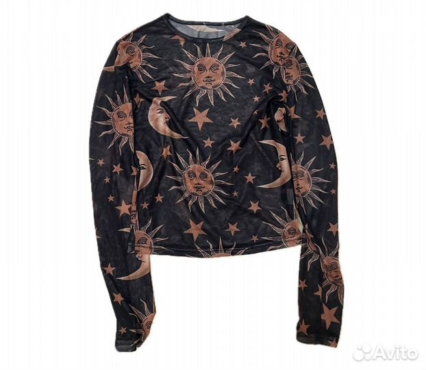 Полупрозрачный лонгслив со звездами