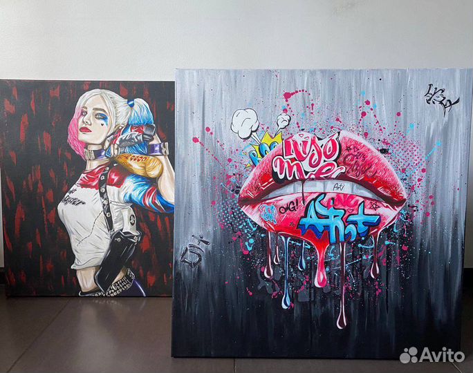 Картина губы в стиле поп-арт 60/60