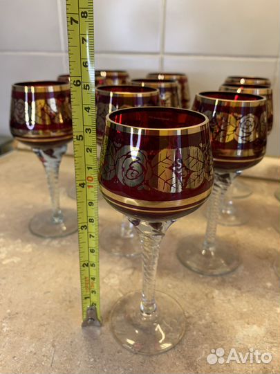 Фужеры богемия красное стекло