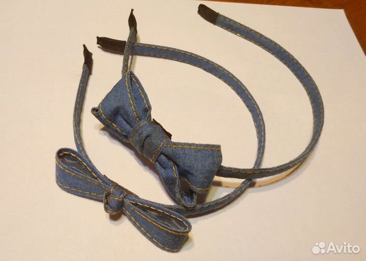 Новый ободок для волос синий джинсовый
