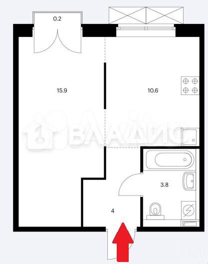 1-к. квартира, 34,5 м², 6/9 эт.