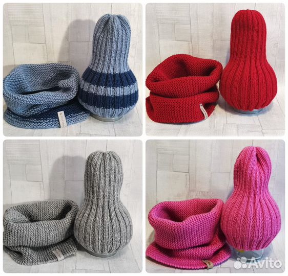 Шапка+снуд ручная вязка детский