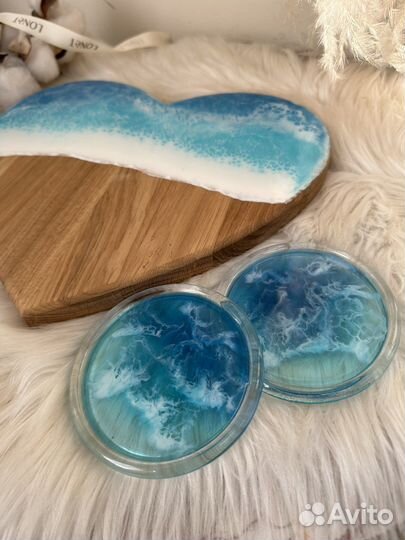 Набор сервировочная доска + подстаканники