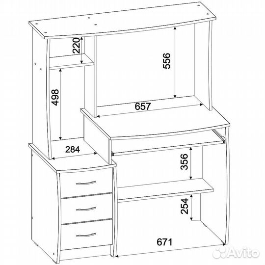 Компьютерный стол Комфорт 5 ск дуб паллада