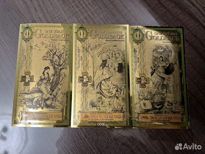 Goldback Aurum золотые купюры 1/1000 oz