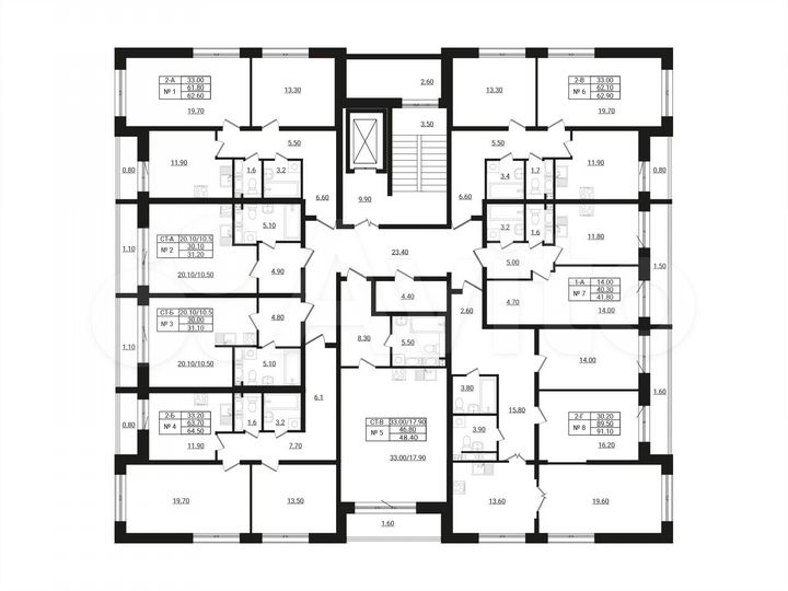 2-к. квартира, 64,5 м², 8/9 эт.