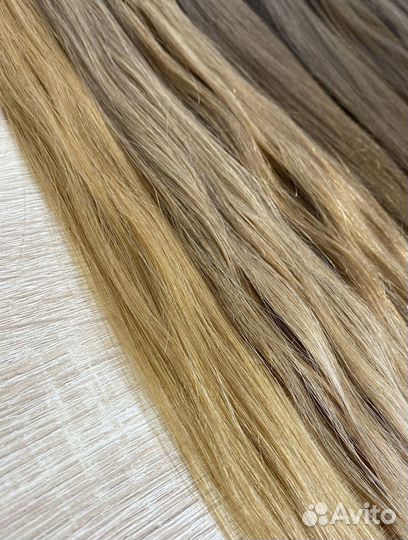 Славянские волосы на mini капсулах, блонд