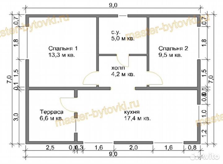 Дачный домик 7х9м