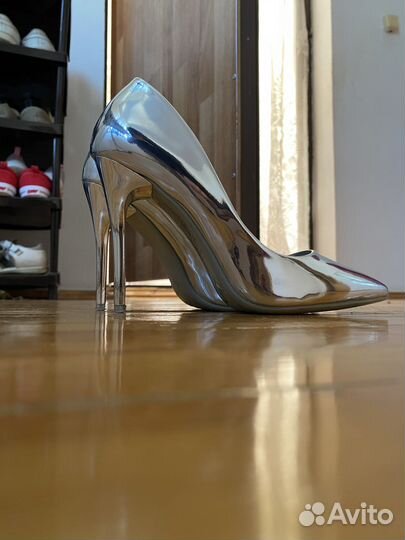 Туфли женские зеркальные,серебристые,лодочки