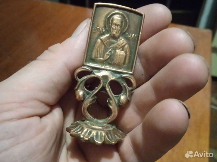 Подсвечник медный с иконкой