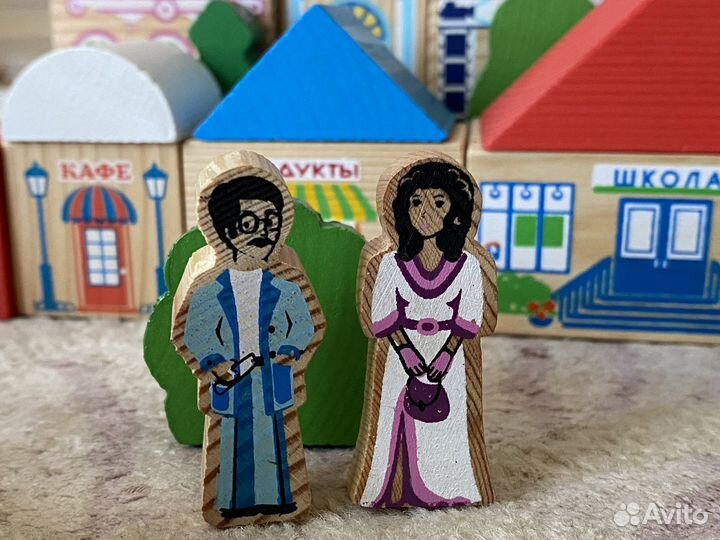 Деревянный конструктор цветной 