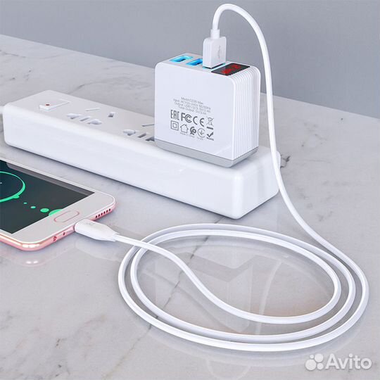 Кабель USB - microusb 1м hoco X1 Rapid 2.1А, белый