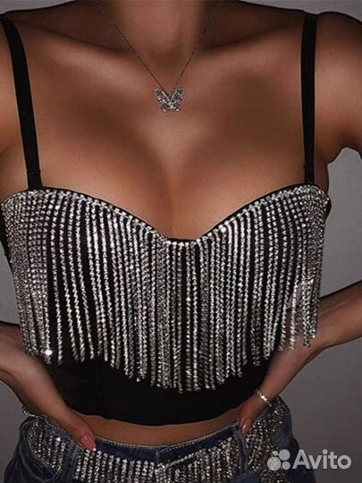 Корсетный топ со стразами