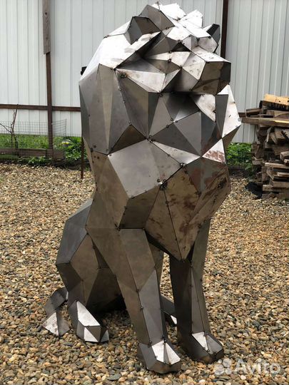 Лев полигональный. Скульптура льва из стали