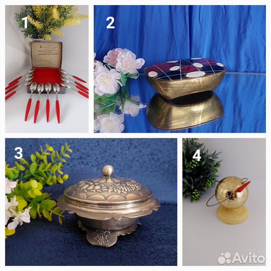Икорница,шкатулка, ложки и глобус сувенирные