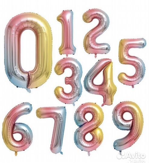 Воздушные шары Цифры - 102 см. Фольгированные