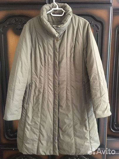 Пальто, серо-оливковое, р. 48