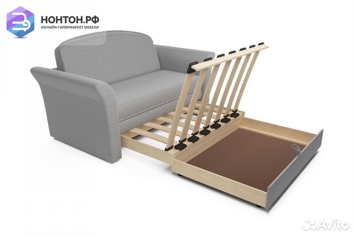 Диван выкатной Малютка 2 рогожка серая