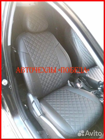 Чехлы Hyundai Solaris 1 Hb из экокожи чёрные Ромб