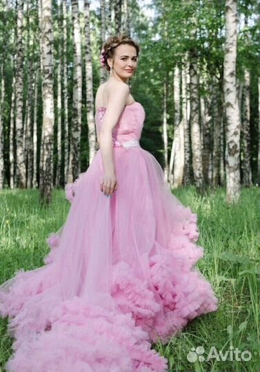 Платье облако женское розовое
