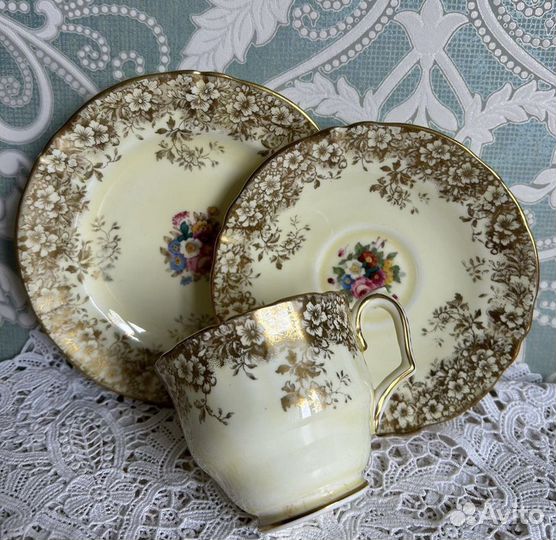 Чайное трио Staffordshire Англия винтаж