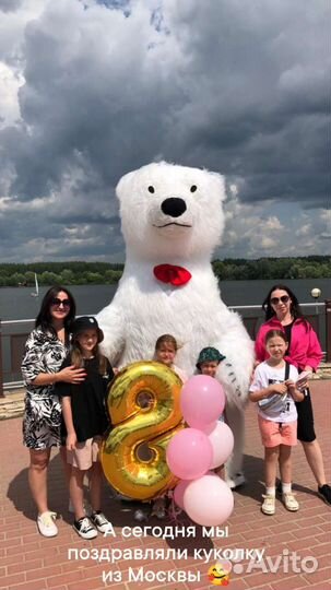 Белый мишка, Чебурашка поздравление аниматоры