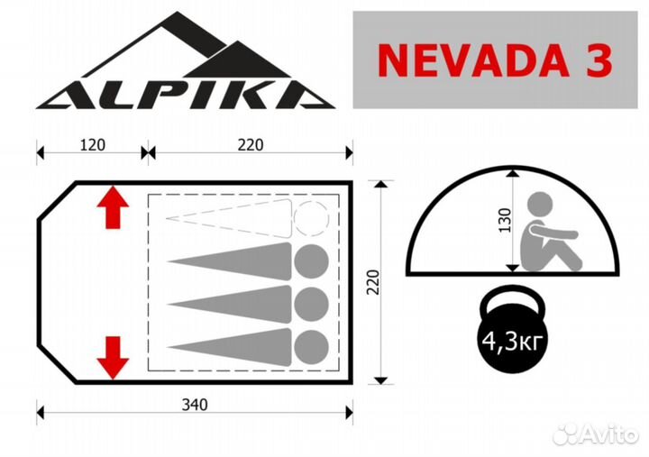 Палатка 3-Х местная nevada 3