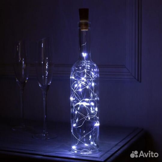 Гирлянда «Нить» 2 м роса с пробкой, IP20, серебрис