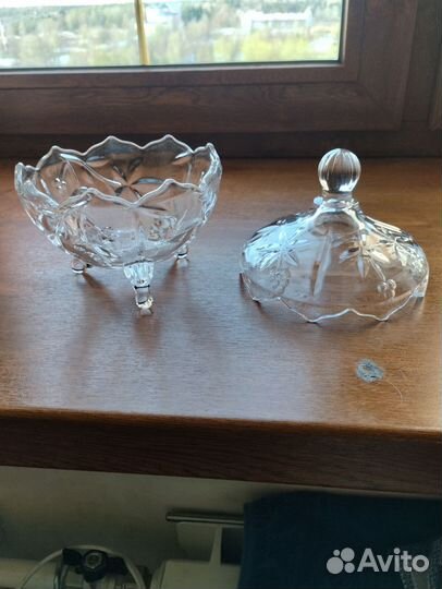 Конфетница стекло прозрачное новое