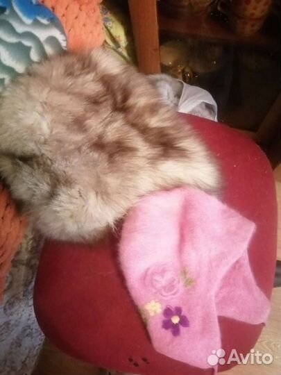 Детские шапки песец и ангорка розовая шапочка