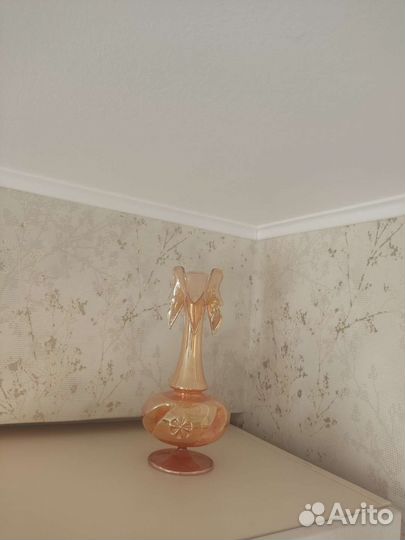 Ваза СССР дутое цветное стекло янтарное