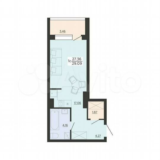 Квартира-студия, 29,1 м², 5/21 эт.