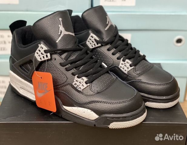 Кроссовки Nike Air Jordan 4 retro (черная кожа)