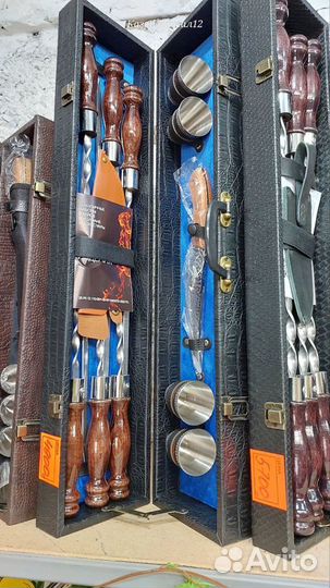 Подарочный набор шампуров в кожаном кейсе