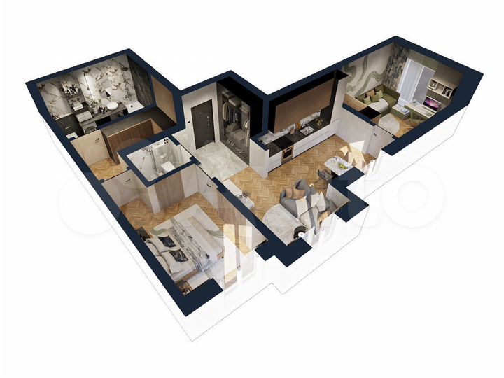 3-к. квартира, 65,3 м², 14/19 эт.