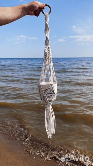 Кашпо подвесное макраме плетенное