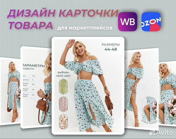 Дизайн карточек/инфографика для маркетплейсов