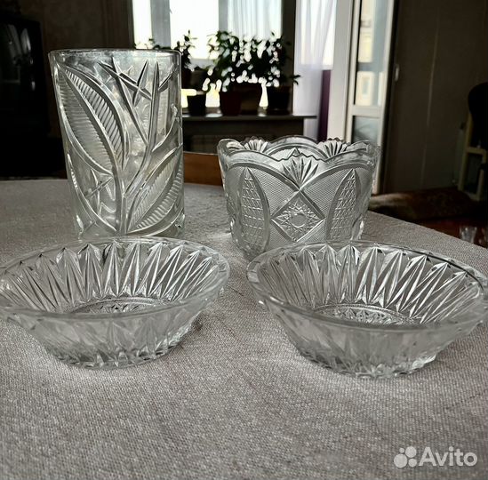 Хрустальные вазы и тарелки лзхс СССР
