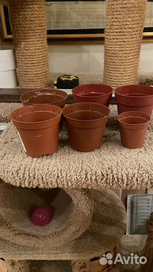 Горшки для цветов пластиковые разные и блюдца