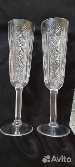 Фужеры высокие, резные,хрустальные СССР 70е