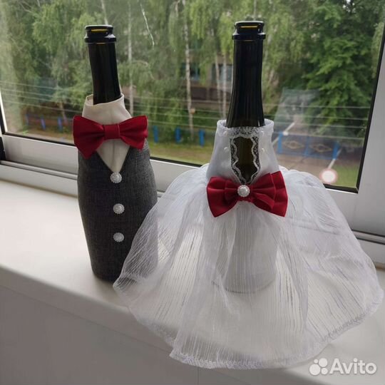 Одежда на бутылки для свадьбы (вино, шампанское)