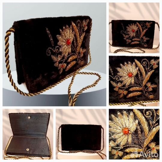 Винтажные сумочки клатчи бархатные Индия