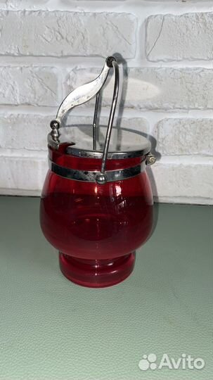 Сахарница СССР, красное стекло