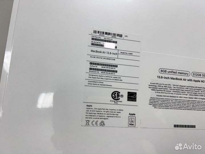 Новый Apple. MacBook 13.6 Air M2 8/512gb+рус.клави
