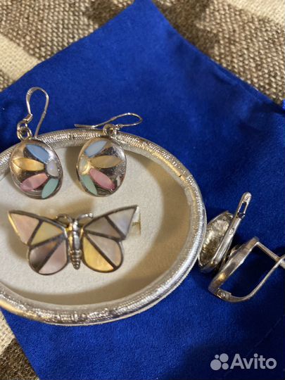 Серьги/ кольцо серебро 925 Италия