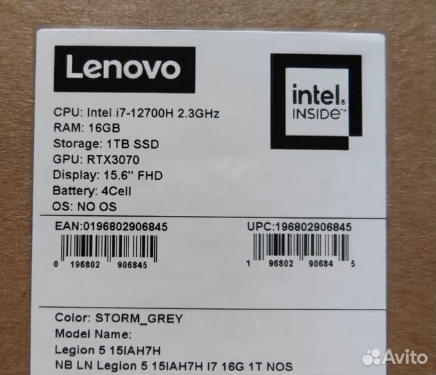Lenovo Legion 5 i7-12700Н\RTX 3070\16GB\1TB\NoOS