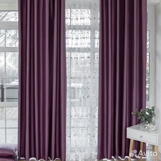 Комплект Шторы и Тюль Адора Пурпурный+Мона