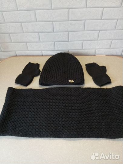 Зимняя шапка, снуд, митенки